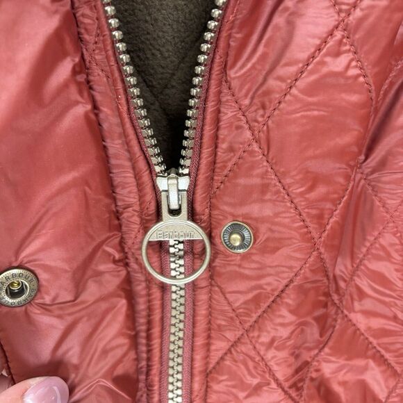 BARBOUR Wray Gilet Quilted Vest in Deep Claret Red Zip Snap Overlay Women's 4 - Picture 7 of 12